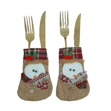 Imagem de Kit 2 Porta Talher de Mesa de Natal Boneco de Neve