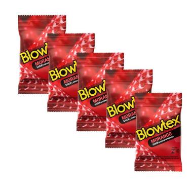 Imagem de Kit com 15 Preservativos Blowtex Morango pacotes com 3 Unidades