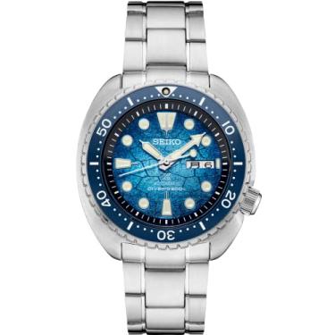 Imagem de SEIKO Relógio masculino Prospex Edição Especial Conservação Ocean Conservation Turtle Diver 200 m automático mostrador azul SRPH59, Azul, Mergulhador