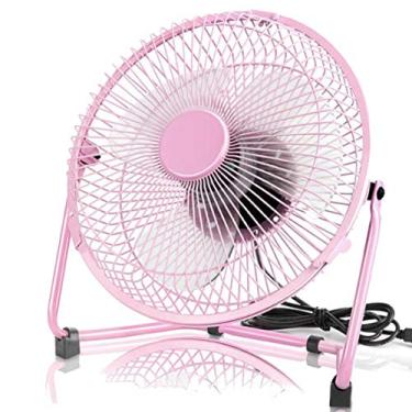 Imagem de HiXB Mini ventilador de mesa portátil alimentado por USB silencioso – Pequeno ventilador de mesa 2 velocidades para mesa de escritório, rosa