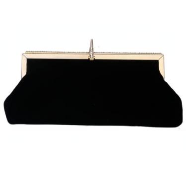 Imagem de Bolsa de noite retrô feminina bolsa de mão de veludo bolsa de ombro para festa, Preto, M