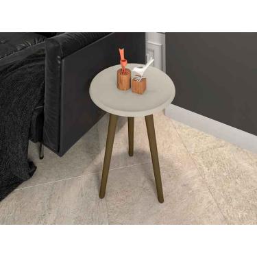 Imagem de Mesa Lateral Brilhante em Madeira Branco Off-White Móveis Bechara