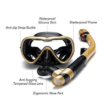 Imagem de Tingpai Conjunto de Snorkel à Prova de Fugas Óculos de Snorkeling -embaçante pa Natação Óculos com Respi ção Fácil Tubo de Snorkel Seco pa Snorkeling Natação Mergulho autônomo