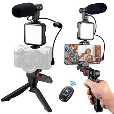 Imagem de CAMOLO Kit de Vlog para Smartphone com Luz + Microfone + Tripé + Suporte de Telefone para Vlogging/YouTube/Tiktok/Facebook/Câmera