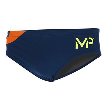 Imagem de Sunga Lateral Fina, Slip 8 Cm, Mp Training Splice, Marinho/Laranja, 26Us, Phelps