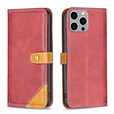 Imagem de YINGDAFENG Capa carteira para iPhone 14/14 Pro/14 Plus/14 Pro Max, capa interna de TPU à prova de choque de couro PU macio com compartimentos para cartões, ímã forte, capa protetora de suporte, vermelha, 14 6,1 polegadas