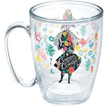 Imagem de Tervis Disney - Copo isolado Alice no País das Maravilhas Curiouser com envoltório, caneca de 473 ml, transparente