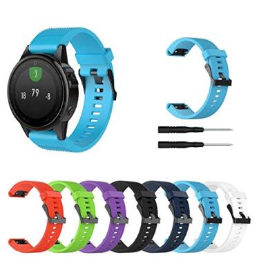 Imagem de Pulseira Silicone LTIMPORTS, compativel com Fenix 8 de 43mm e Fenix 7S/6S/5S/5S Plus (QFIT20) (Azul Claro)