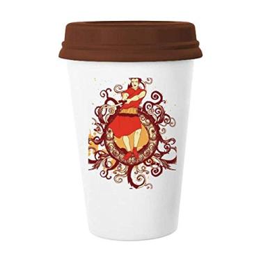 Imagem de Caneca com ilustração de espada Samurai vermelha japonesa Caneca de vidro para beber café cerâmica copo tampa
