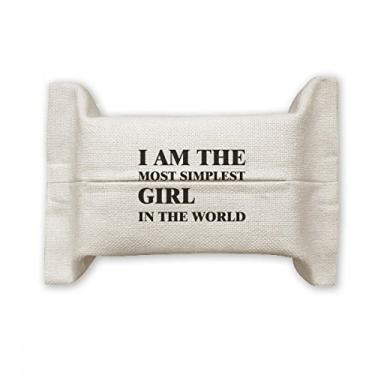 Imagem de Bolsa de linho de algodão para lenços faciais I Am The Simplest Girl