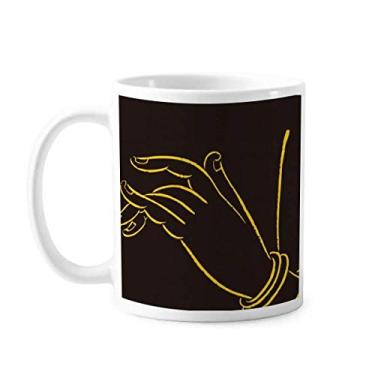 Imagem de Caneca Culture Religion Preta e Amarela Cerâmica Copo de Porcelana Café