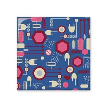 Imagem de Plugue de soquete com padrão de diagrama de circuito, azulejo de cerâmica, decalque brilhante, pedra adorna de tijolos esmaltados