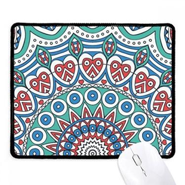 Imagem de Tapete de borracha para jogos Printing Repeat Cloth Blue Colorful Herat Art Mousepad com borda costurada