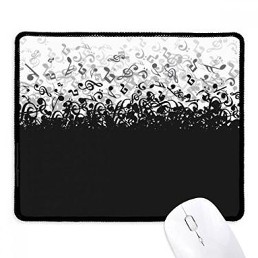Imagem de Mousepad branco com notas musicais da Flappg, preto, borda costurada, antiderrapante, jogo