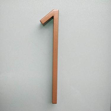 Imagem de Número de casa flutuante dourado 3D de 12,7 cm 0-9 letra AB, placas de porta com alfabeto digital para domicílio ao ar livre, montagem com parafuso, à prova d'água, antiferrugem