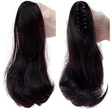 Imagem de Rabo de cavalo médio macio natureza ondulada rabo de cavalo extensão leve Easy High Buns aplique clipe garra marrom escuro