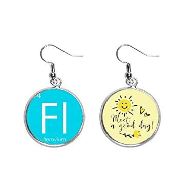 Imagem de Mesa de menstruação Elementos de Chestry Baixa Metais Flerovium Fl Brincos de flor de sol Joias Moda