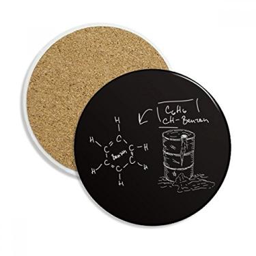 Imagem de Porta-copos de cerâmica química Kowledge Benzene Chemistry - pedra absorvente para bebidas - presente 2 peças
