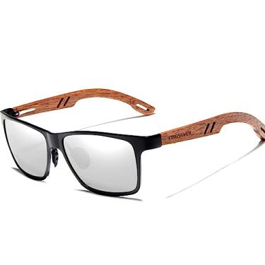 Imagem de Óculos de Sol Polarizados de Madeira Artesanal Kingseven Proteção uv400 W5507 (C3)