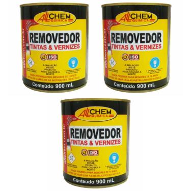 Imagem de Kit 3 Removedor De Tinta Verniz Textura Pastoso Allchem 900g