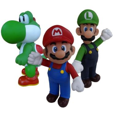 Imagem de Super Mario, Luigi E Yoshi - Kit Com 3 Bonecos Grandes
