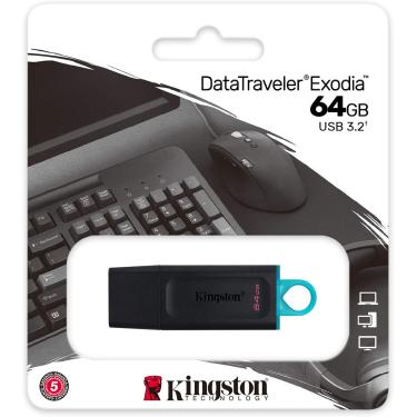 Imagem de Pendrive 64GB Kingston DataTraveler Exodia, USB 3.2 - DTX/64GB