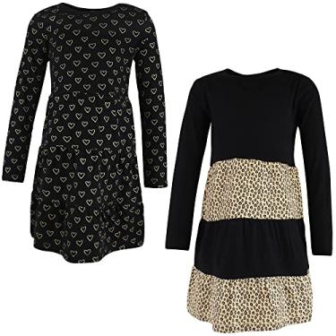 Imagem de Hudson Baby Vestidos de algodão para bebês meninas, Coração de leopardo dourado, 14 Anos