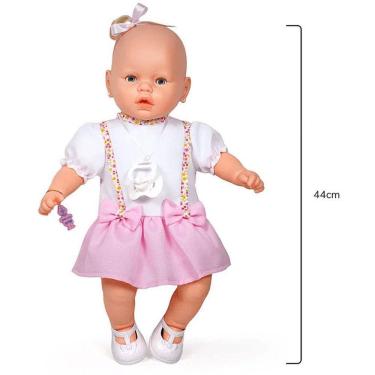 Imagem de Boneca Nenezinho Vestido Rosa e Branco Estrela 44 Cm