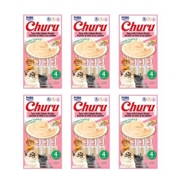 Imagem de Caixa 6 Unidades Petisco Purê Churu Atum e Salmão para Gatos 56g