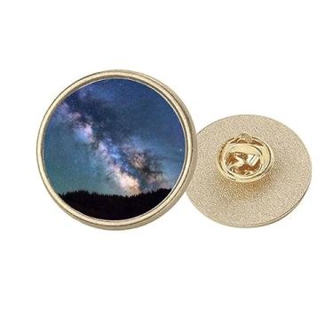 Imagem de Blue Dark Stars Nuds Art Deco Fashion Round Metal Dourado Broche Clip, Medium, não aplicar