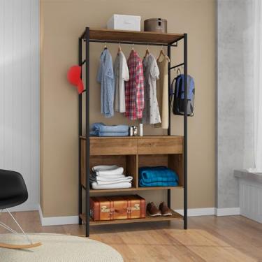 Imagem de Roupeiro Industrial Solteiro 2 Gavetas German 2 Nichos Preto/Demolição G79 - Gran Belo