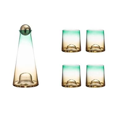 Imagem de Conjunto de garrafa de água de vidro jarro de suco conjunto de copos de vidro gradiente transparente jarros de água fria chaleira xícaras de chá jarro de água em casa copos de água quente/fria jarra de água