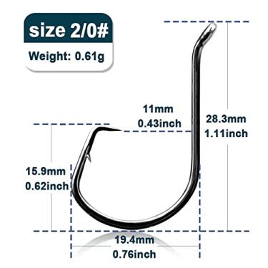 Imagem de Anzóis de pesca Círculo ganchos de pesca 25 50 50 pçs offset carpa pesca isca viva farpado ganchos catfish baixo polvo ganchos de pesca enfrentar água salgada Acessórios de pesca (Color : Size-2-0 Ga