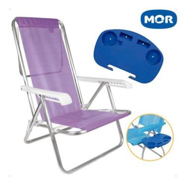 Imagem de Cadeiras De Praia Reclinável 8 Posições E Mesas Portátil Mor