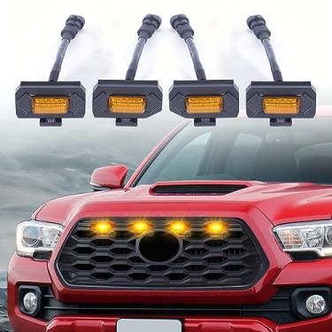 Imagem de 4 peças de luzes de LED para churrasqueira Tacoma OEM 2020-2021, luzes Tacoma Raptor compatíveis com TRD Off Road e Sport Fusível de grade OEM incluído (luz âmbar amarela)