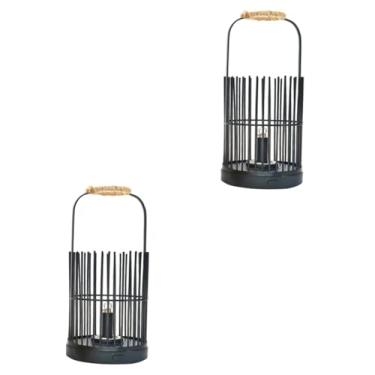 Imagem de Ciieeo 2 Unidades luzes decorativas abajur candeeiro de cesta de metal decoração lâmpadas de mesa pequeno candeeiros de mesa luz noturna Luzes do quarto lâmpada de sal filho