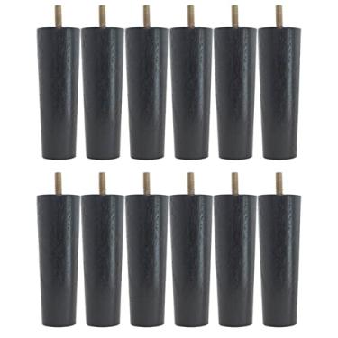 Imagem de Kit 12 Pés Para Cama Box Baú Solteiro Casal Pé Para Moveis 13cm Preto