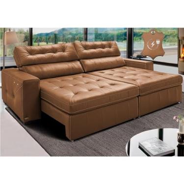 Imagem de Sofá de Couro Legítimo Retrátil Automático 3,15m Cama Inbox Gran Vitalysoftgeld40 Mel