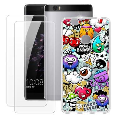 Imagem de MILEGOO Capa para Huawei Honor Note 8 + 2 peças protetoras de tela de vidro temperado, capa de TPU de silicone macio à prova de choque para Huawei Honor Note 8 (6,6 polegadas)