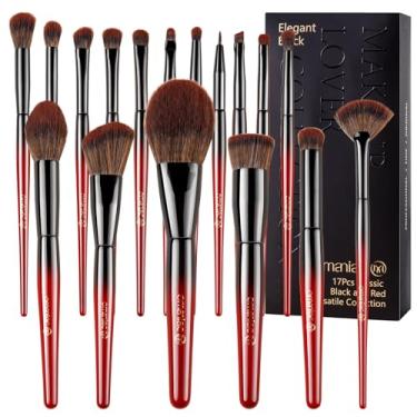 Imagem de OMANIAC Conjunto de pincéis de maquiagem (17 peças), base vegana premium corretivo blush sombra delineador contorno pó marca-texto mistura conjunto de pincéis de maquiagem,