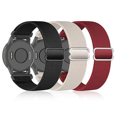 Imagem de Bolesi Pacote com 3 pulseiras de relógio de nylon elásticas de 18 mm para Garmin Venu 2S/Vivoactive 4S/Vivoactive 3S, pulseira esportiva macia de liberação rápida, alça elástica para homens e mulheres