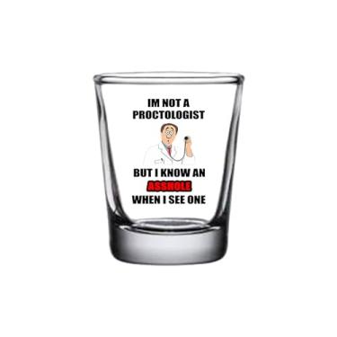 Imagem de Rogue River Tactical Sarcastic Funny I'm Not A Proctologist Shot Glass Ideia de presente para amigo, colega de trabalho ou chefe, 42,5 g