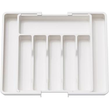 Imagem de Bandeja de armazenamento retrátil portátil – caixa de armazenamento extensível de talheres de cozinha para garfos, facas, colheres de armazenamento de cozinha multiuso e caixa de armazenamento de