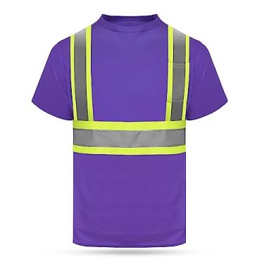 Imagem de HYCOPROT Camiseta refletiva de alta visibilidade, manga curta, malha de segurança, secagem rápida, Roxo-MS, 3X-Large