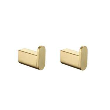 Imagem de Acessórios de banheiro Hardware Toalheiro Saboneteira Suporte de papel para telefone Suporte para escova de banheiro Gancho de aço inoxidável Ouro escovado, 2 PCS Gancho para robe