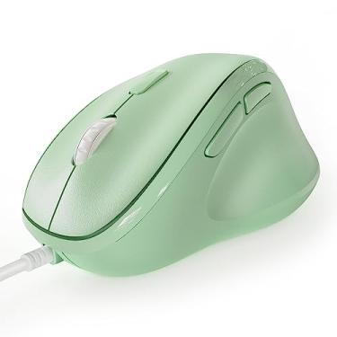 Imagem de Mouse ergonômico Micropack com fio para laptop, PC e desktop, mouse vertical com cliques silenciosos, sensibilidade de mouse ajustável de até 3200 DPI, verde