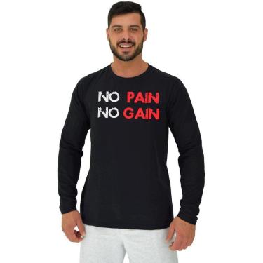 Imagem de Camiseta Manga Longa Moletinho MXD Conceito No Pain No Gain Letreiro-Masculino