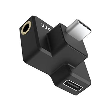 Imagem de JJC Acessórios para microfone de áudio de 3,5 mm e adaptador USB-C para câmera DJI Osmo Action 1 (apenas) com conector de microfone de 3,5 mm e conector USB-C