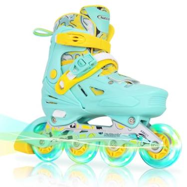 Imagem de Nattork Patins em linha para meninas e meninos, crianças, 4 tamanhos, patins em linha ajustáveis com rodas iluminadas, patins iluminadores para iniciantes para crianças e adultos, jovens,