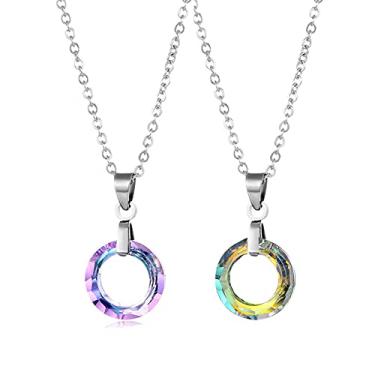 Imagem de JczR.Y Colar de coração oceano de aço inoxidável, pingente de coração de amor para mulheres, meninas, casal, pêssego, coração, clavícula, joia moderna, 2 peças, Aço inoxidável, Sem Pedra Preciosa